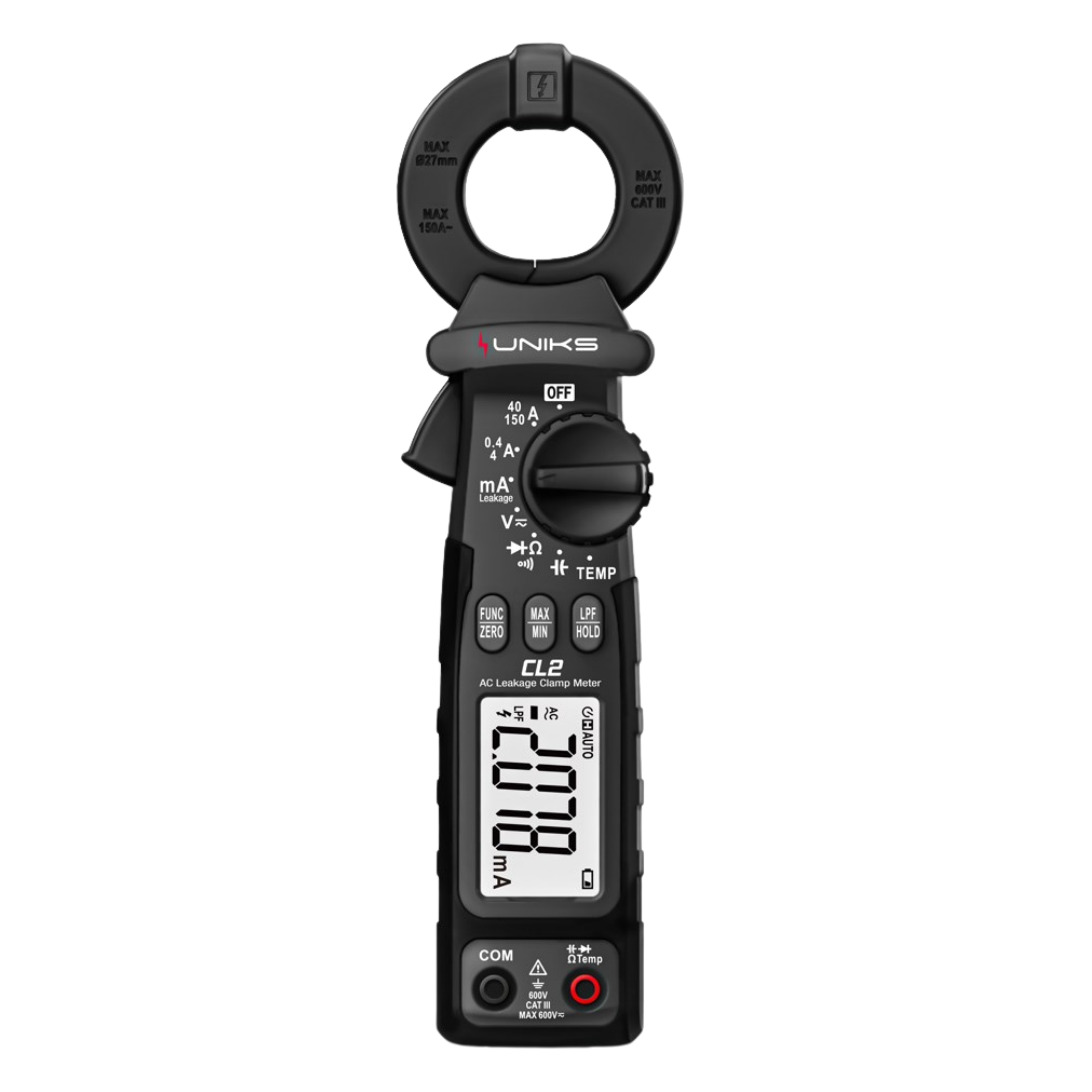 Uniks CL2 Leckstromzange bis 150 A TRMS – AC/DC-Spannung bis 600 V TRMS - VolTech GmbH