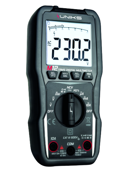 Uniks M12 Multimeter mit Autorange und TRMS, Strom 10A, CAT III 600V - VolTech GmbH