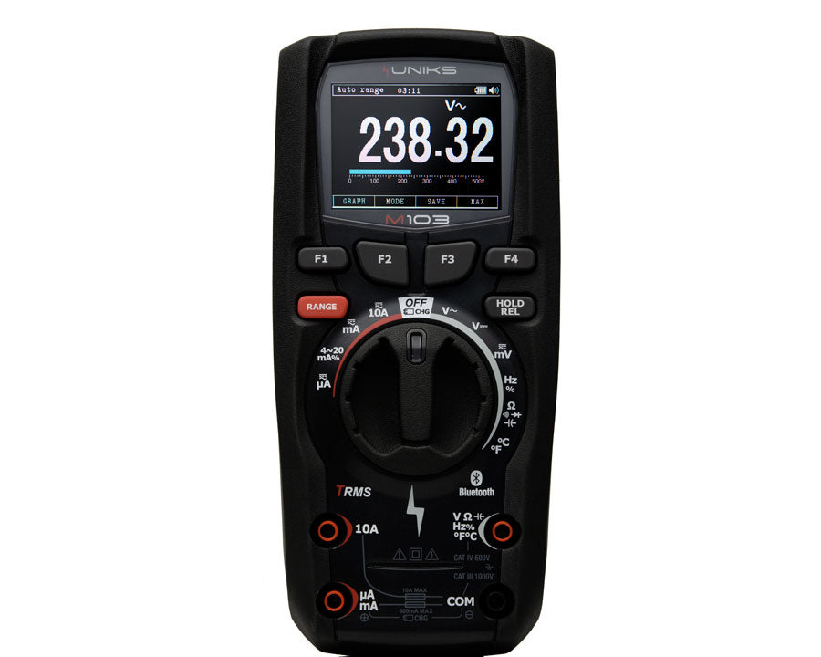 Uniks M103 Ultraresistentes TRMS Multimeter, IEC-EN 61010-1 CAT IV 600V, CAT III 1000V, mit DATALOGGER-Funktion - VolTech GmbH