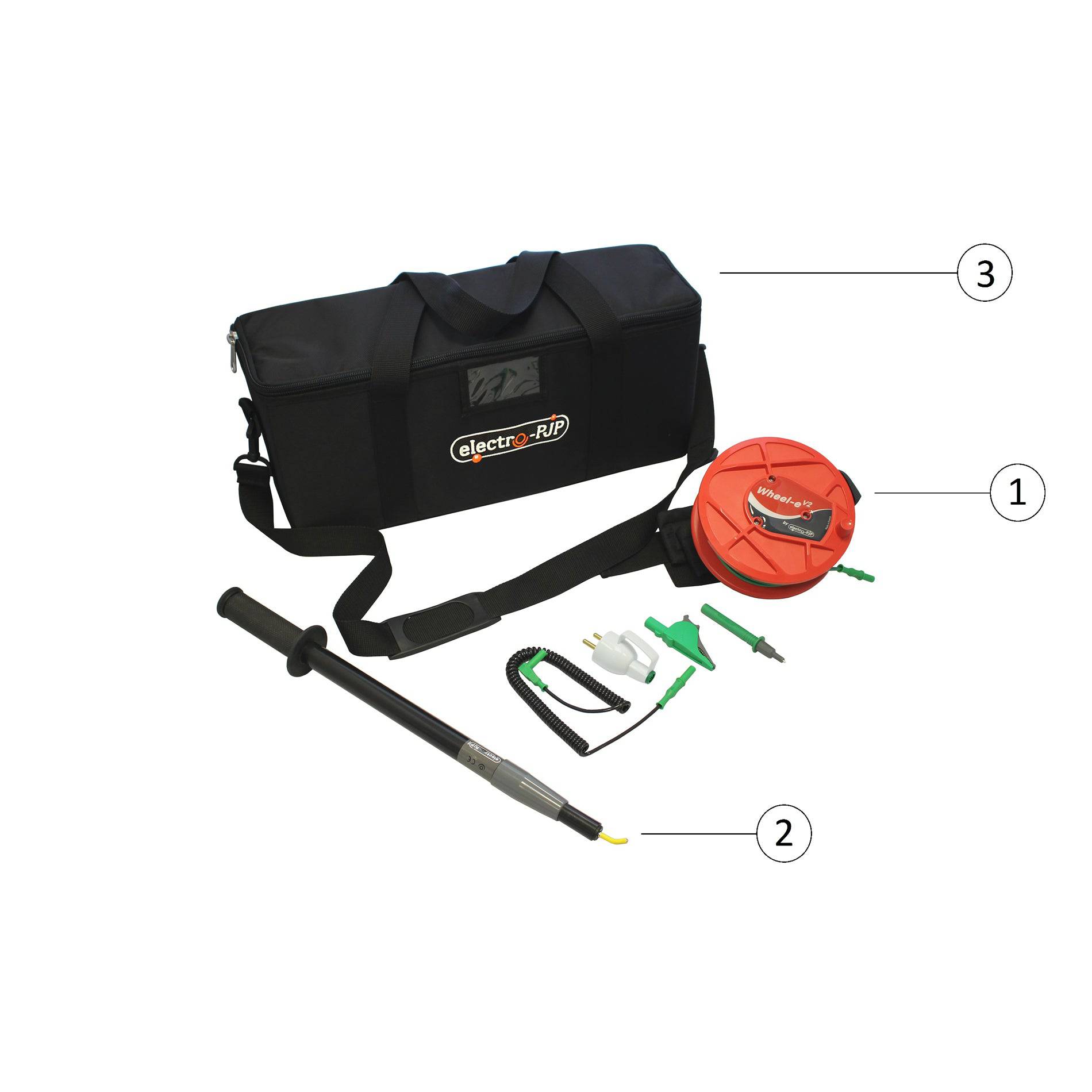 SET Wheel-e, 2 ohms, 50m + Teleskopstab + Schutztasche - VolTech GmbH