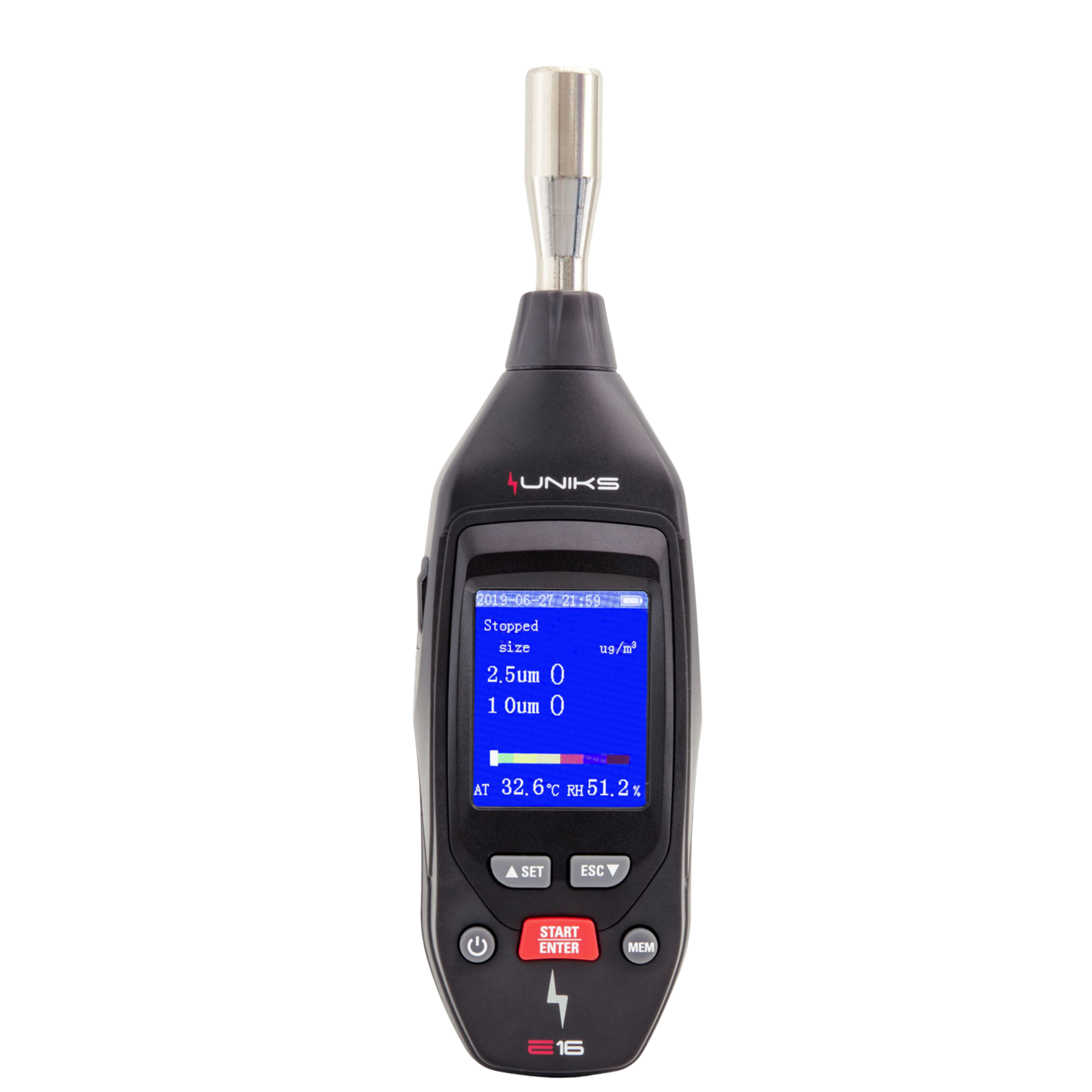 Uniks E16 Partikelzähler mit Temperatur- und Luftfeuchtemesser - VolTech GmbH