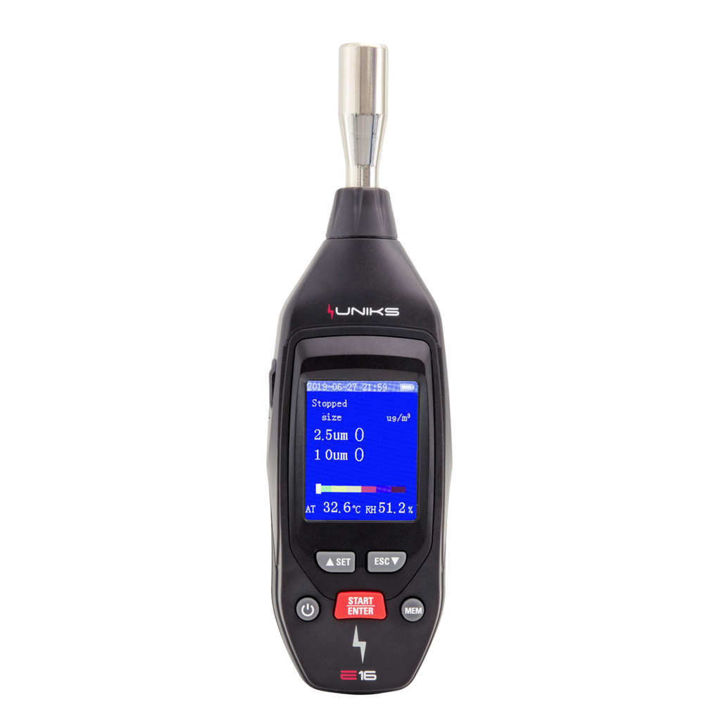 Uniks E16 Partikelzähler mit Temperatur- und Luftfeuchtemesser - VolTech GmbH