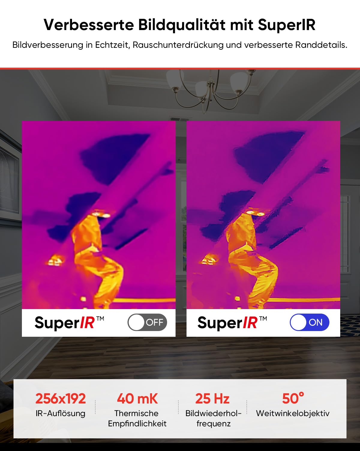 HIKMICRO Mini2 V2 Wärmebildkamera - iOS/Android, 256 x 192 IR-Auflösung, SuperIR, 50° Weitwinkel, USB-C/Lightning - VolTech GmbH