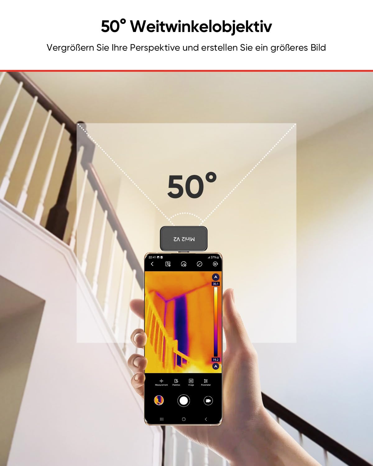 HIKMICRO Mini2 V2 Wärmebildkamera - iOS/Android, 256 x 192 IR-Auflösung, SuperIR, 50° Weitwinkel, USB-C/Lightning - VolTech GmbH