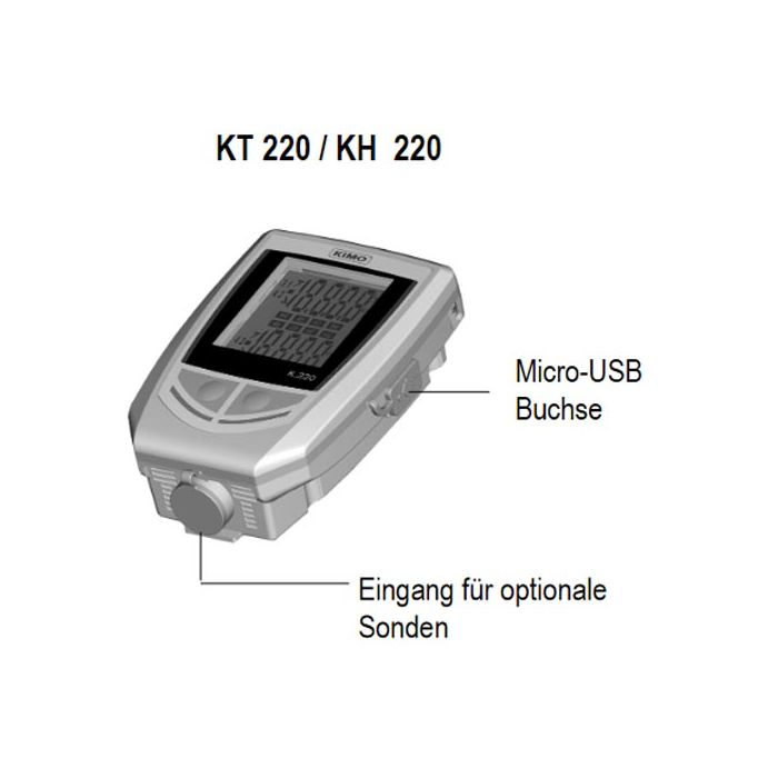 KIMO Temperatur-Feuchte-Lichtstärke-Logger mit 1 externen Eingang | KH 220 - VolTech GmbH