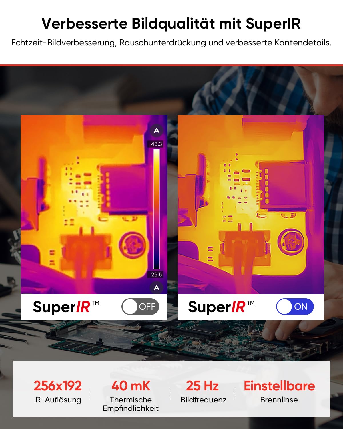 HIKMICRO Mini2PlusV2 Wärmebildkamera mit manuellem Fokus, 256x192, 25Hz (Android/iOS) - VolTech GmbH