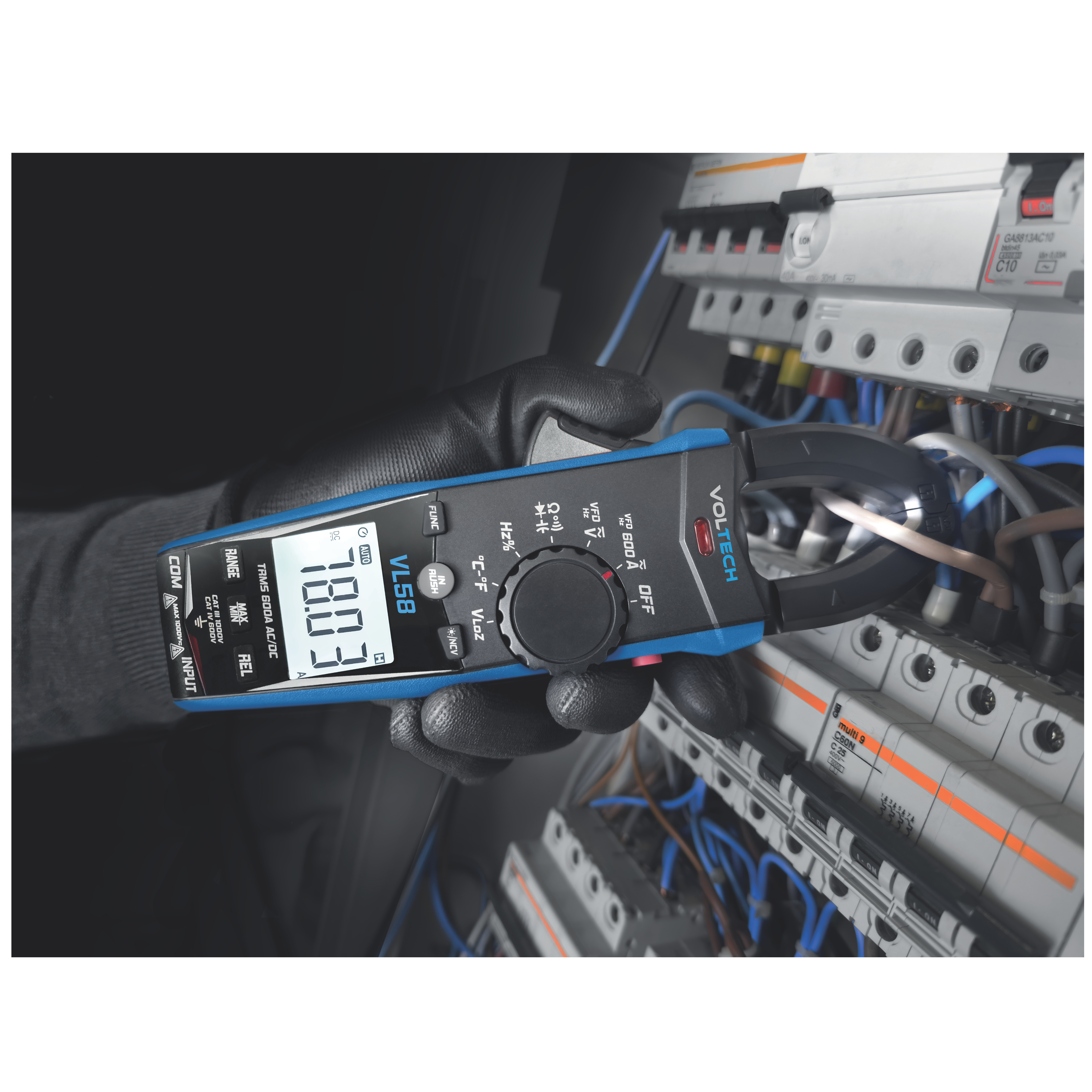 VOLTECH VL58 / TRMS Stromzange AC/DC 400A, CAT IV 600V, CAT III 1000V VFD  LowZ - VolTech GmbH