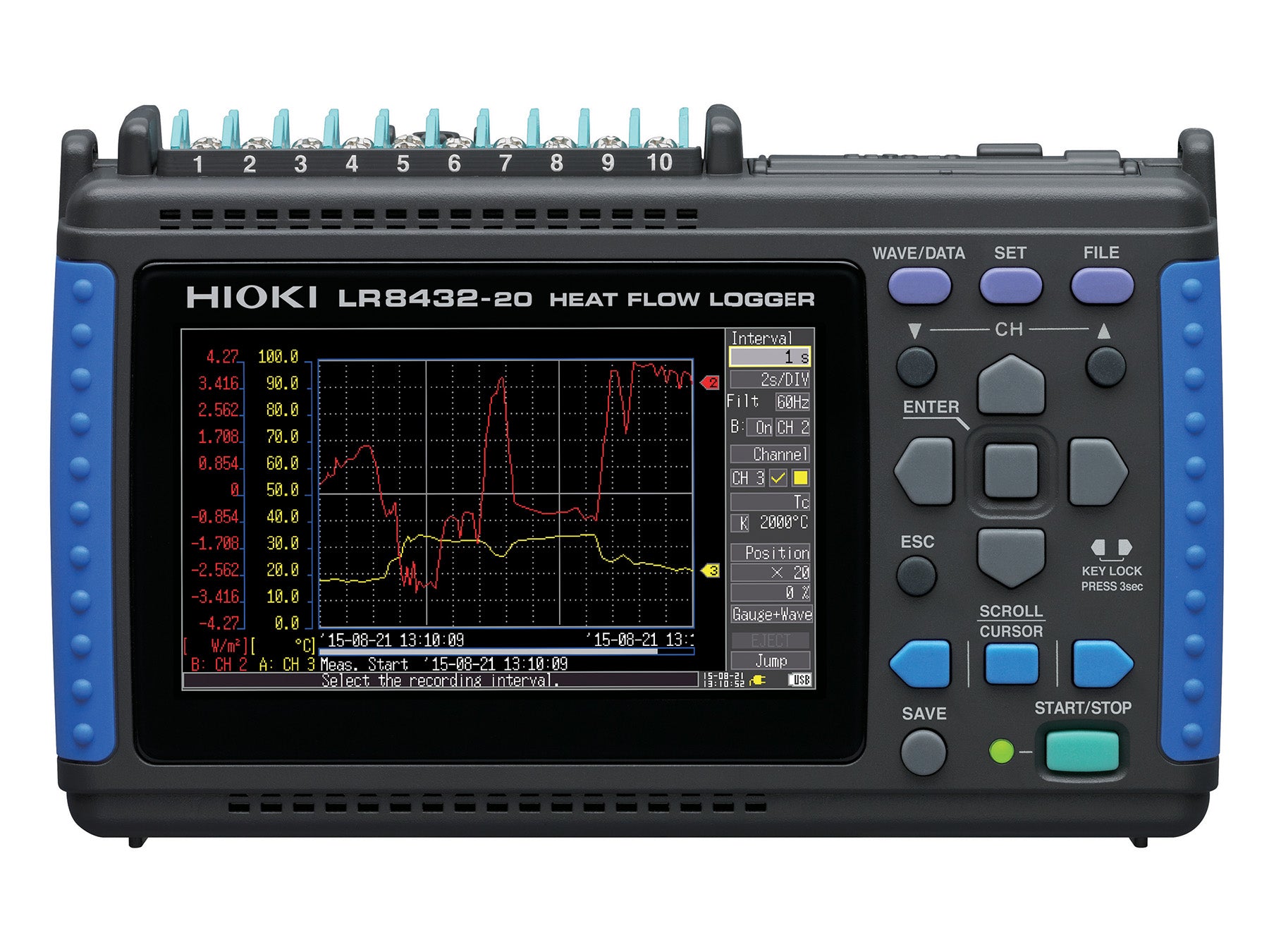 Hioki - LR8432 - Tragbarer 10-Kanal Datenlogger mit nativer Unterstützung für Wärmefluss-Sensoren - VolTech GmbH