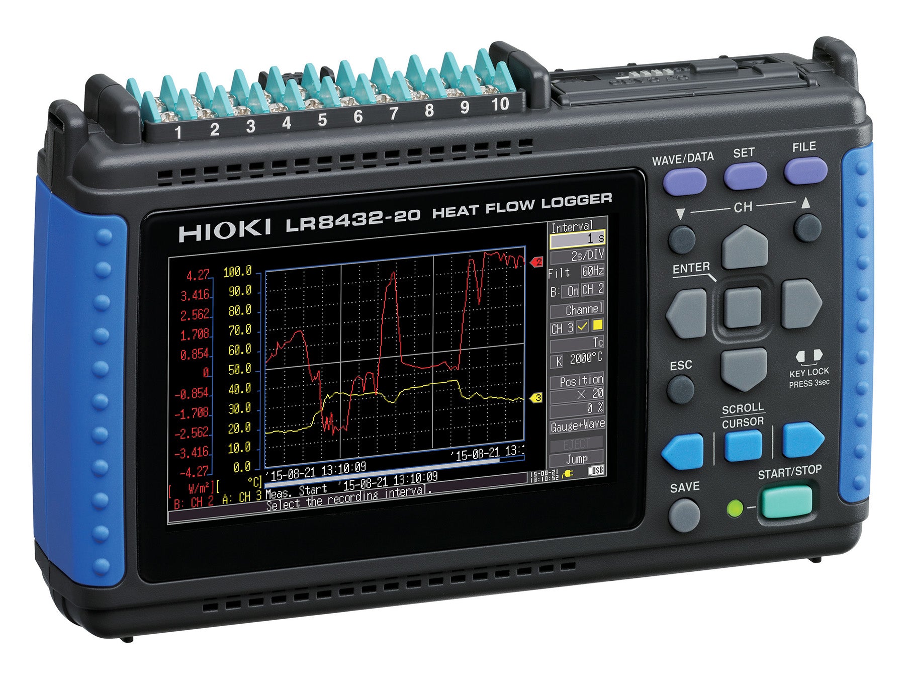 Hioki - LR8432 - Tragbarer 10-Kanal Datenlogger mit nativer Unterstützung für Wärmefluss-Sensoren - VolTech GmbH