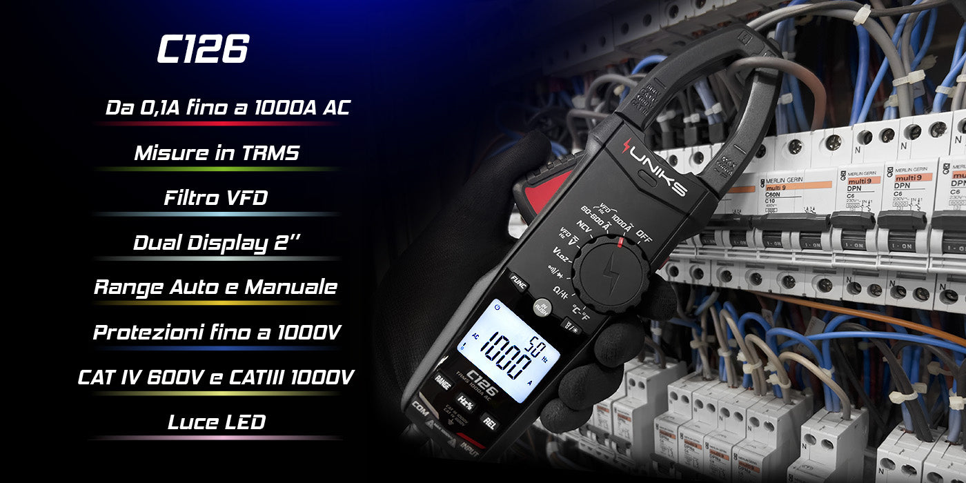 Uniks C126 TRMS Stromzange 1000A AC, CAT IV 600 V, CAT III 1000 V - VolTech GmbH
