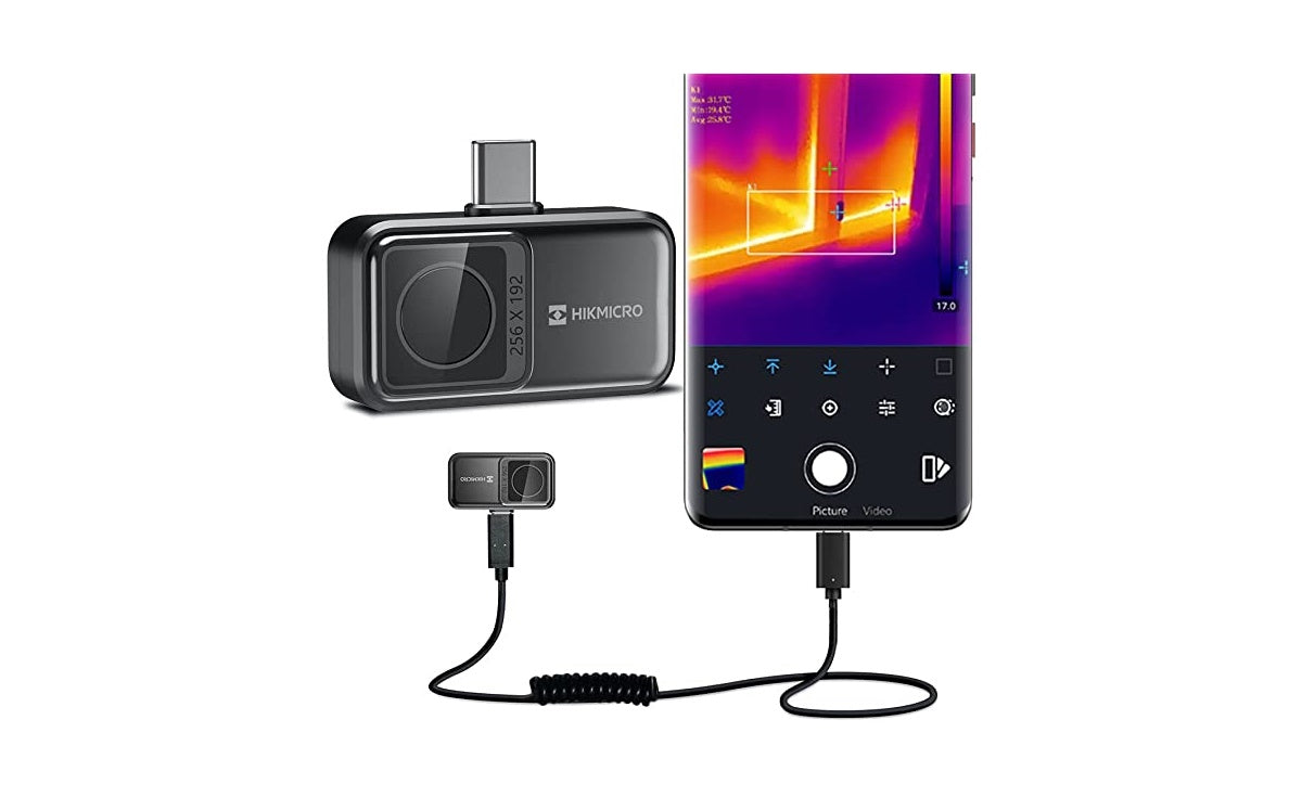 HIKMICRO Mini2 V2 Wärmebildkamera - iOS/Android, 256 x 192 IR-Auflösung, SuperIR, 50° Weitwinkel, USB-C/Lightning - VolTech GmbH