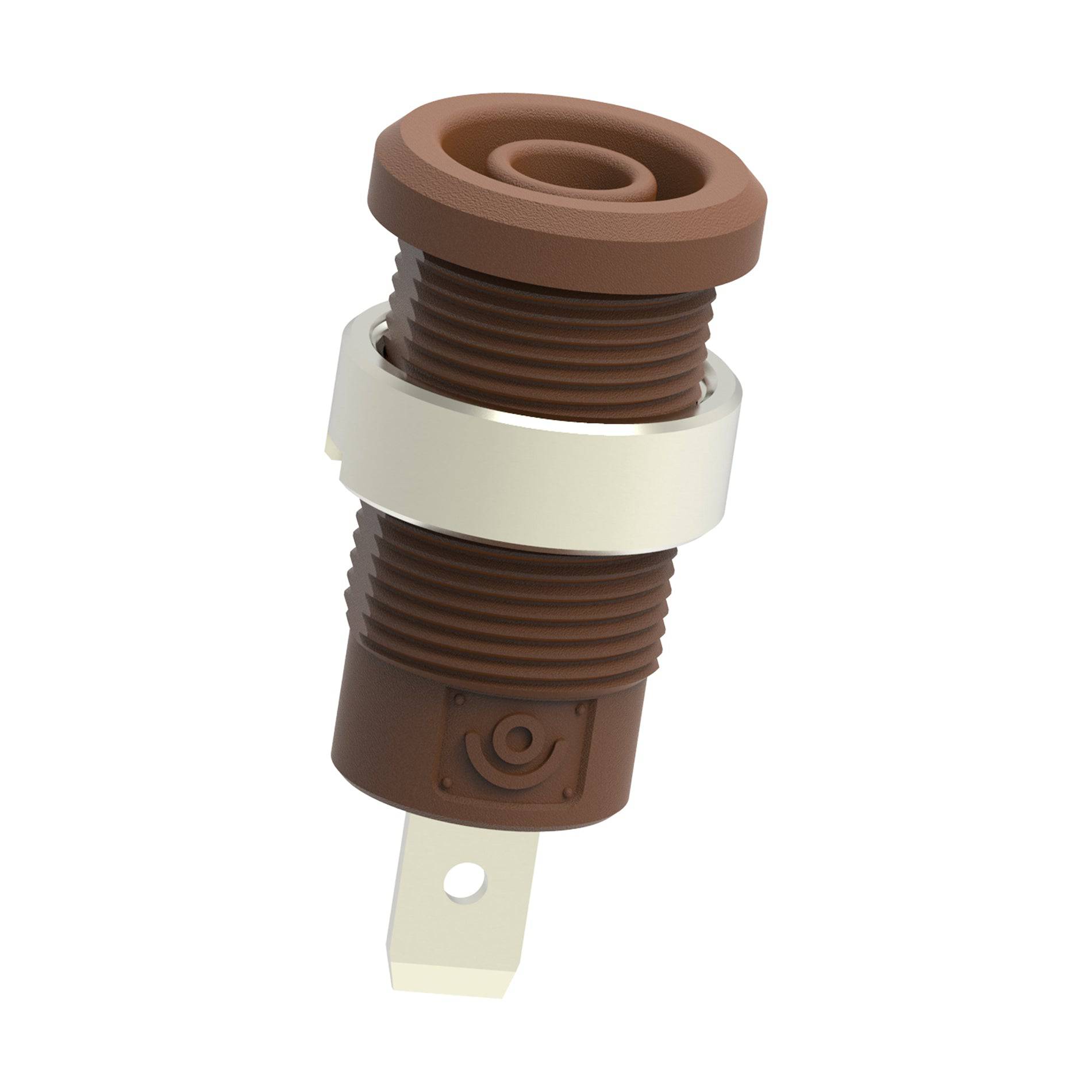 Ø4mm Sicherheits-Einbaubuchse mit Ø14,5mm Rundmutter / 4,8 x 8 mm Flachstecker - VolTech GmbH